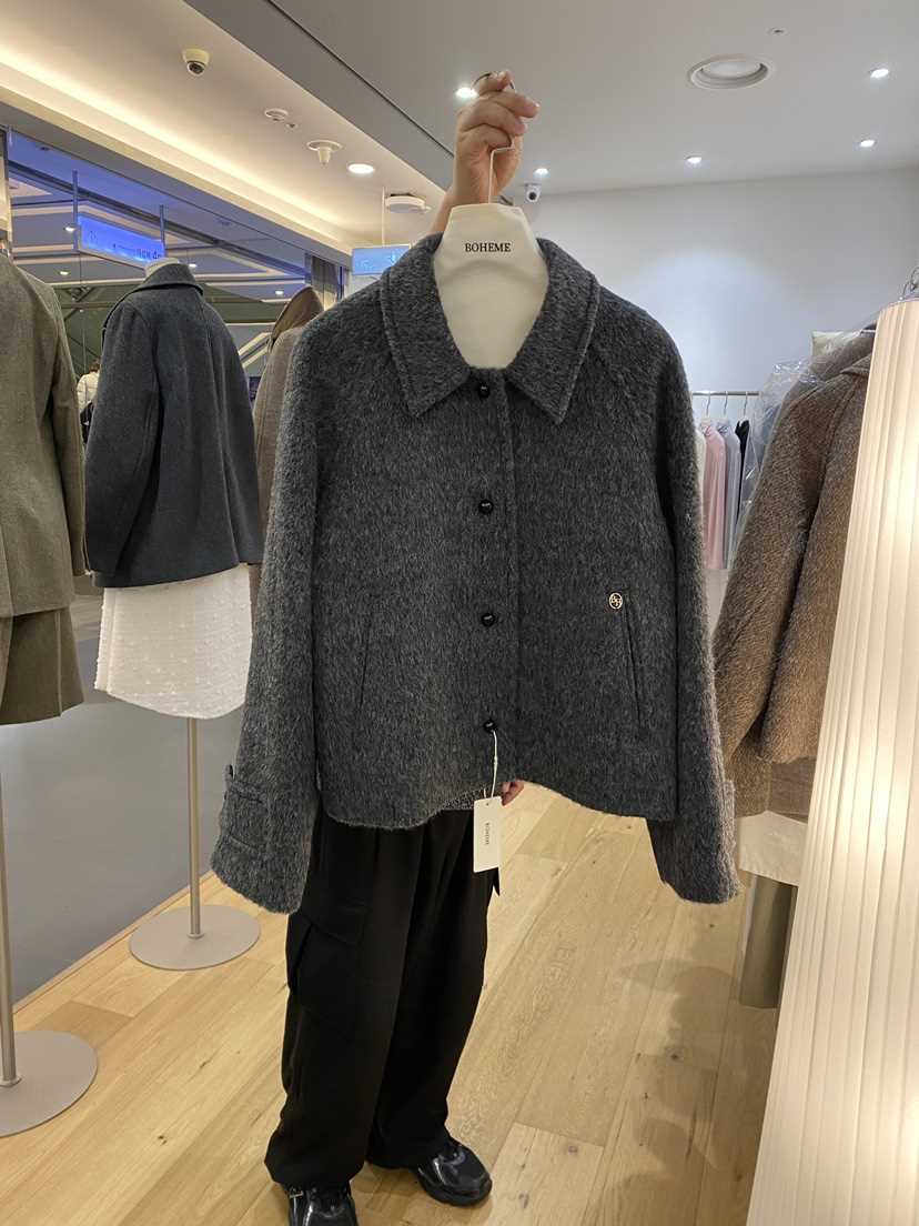 BOHEME東大門㊣直郵女士新款25秋冬職業人氣短款大衣羊駝毛BOHEME短款大衣