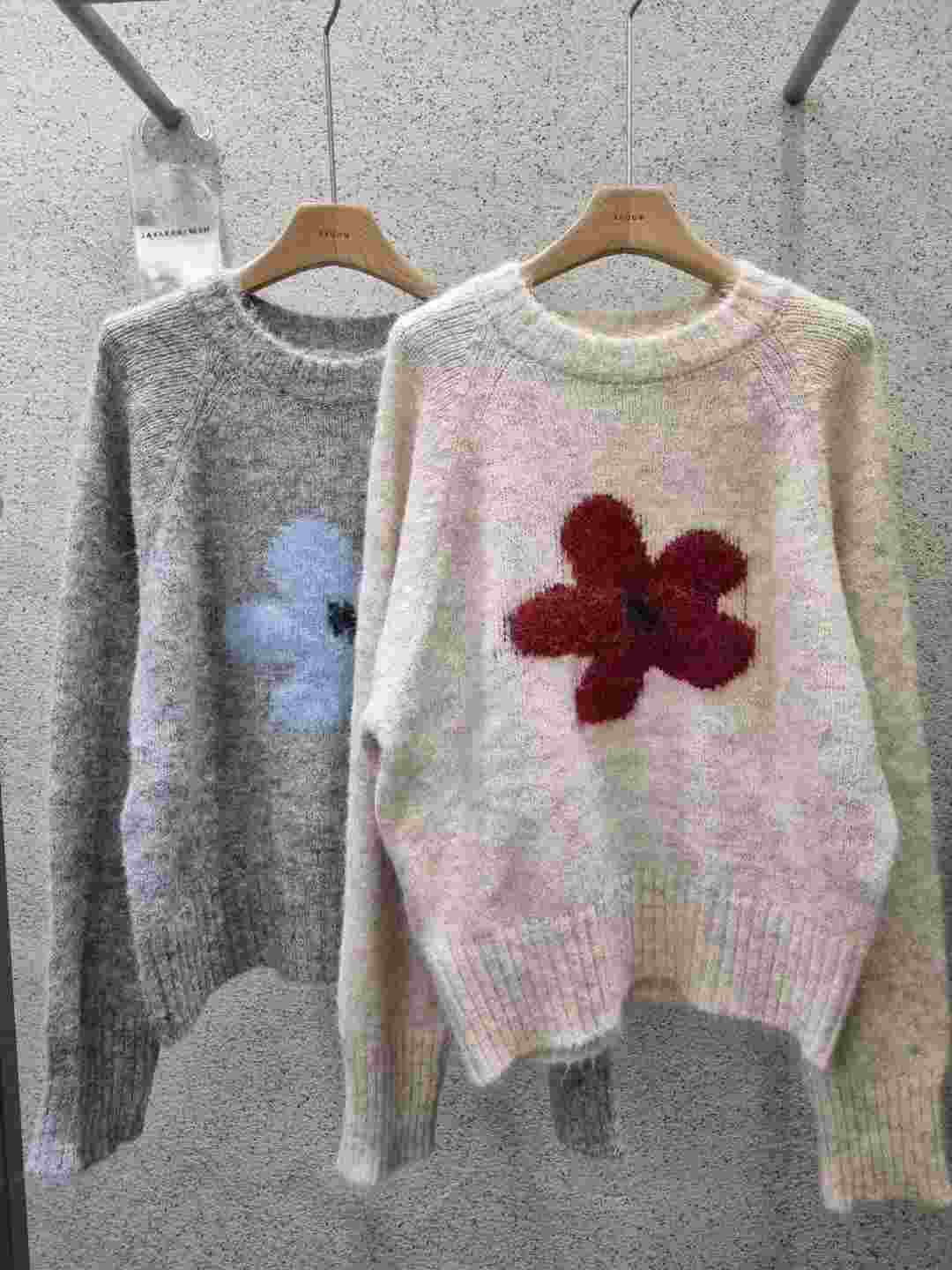 EROOM韓國代購㊣女士新款25秋冬時尚休閑真品人氣職業毛衣花朵EROOM毛衣