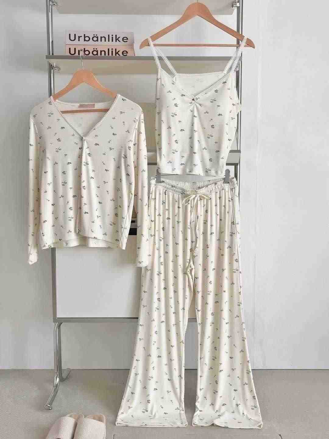 VICTORIA-P韓國代購㊣女裝新款真品推薦25秋冬時尚睡衣三件套VICTORIA睡衣