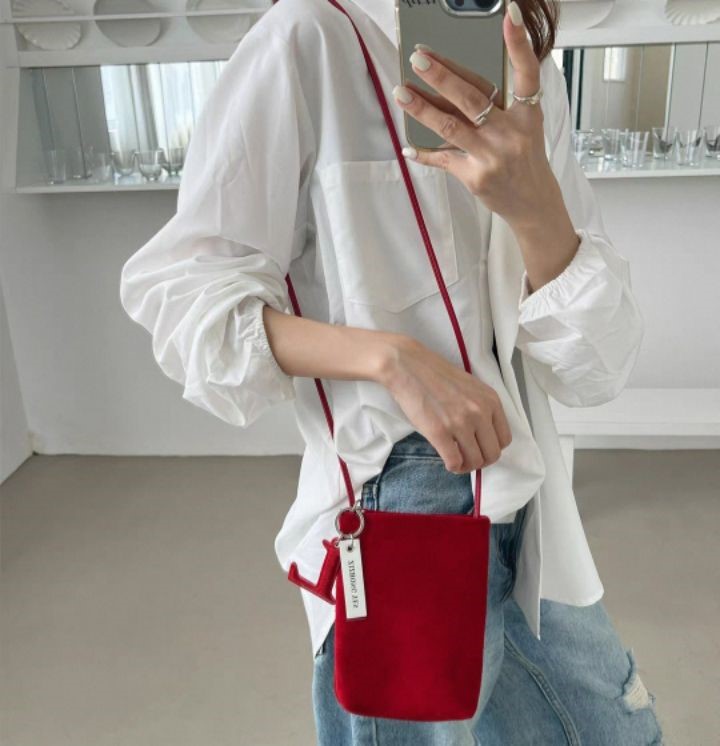 TROUVAILLE韓國直郵㊣女士新品熱賣真品單肩斜跨包絨面革牛皮TROUVAILLE單肩/斜跨包