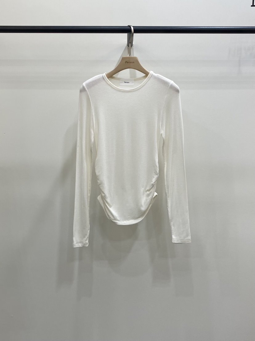 PERSON韓國代購㊣女士新品時尚真品職業熱賣推薦長袖T恤褶皺PERSON長袖T恤