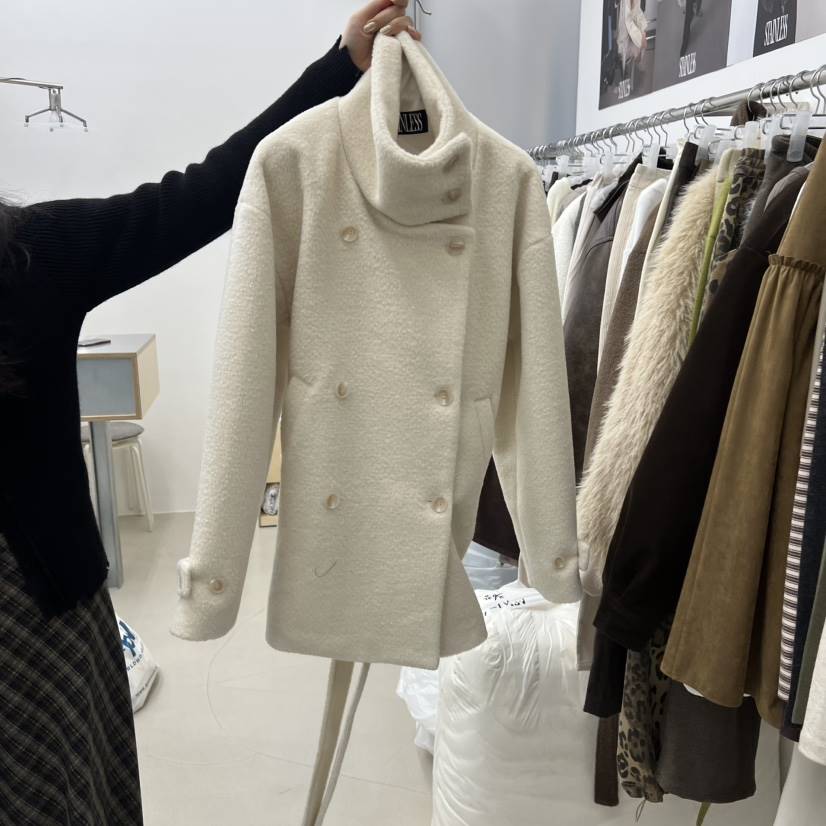 STAINLESS東大門㊣實拍女裝新品職業時尚25秋冬短款大衣羊毛STAINLESS短款大衣