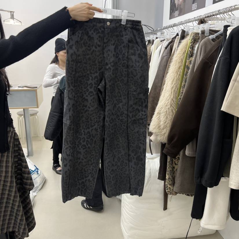 STAINLESS東大門㊣代購女士新款真品休閑職業休閑褲工裝褲豹紋STAINLESS休閑褲