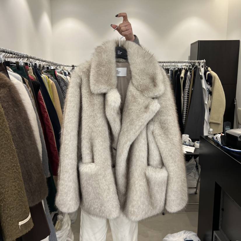 THE SECOND GROW韓國代購㊣女士新款熱賣真品短款大衣皮草THE SECOND GROW短款大衣