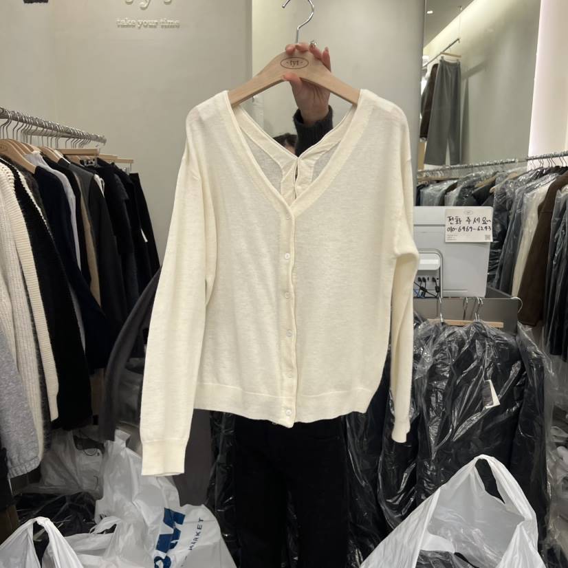 TAKE YOUE TIME東大門㊣代購女裝新款人氣針織衫雙V領開衫TAKE YOUE TIME針織衫