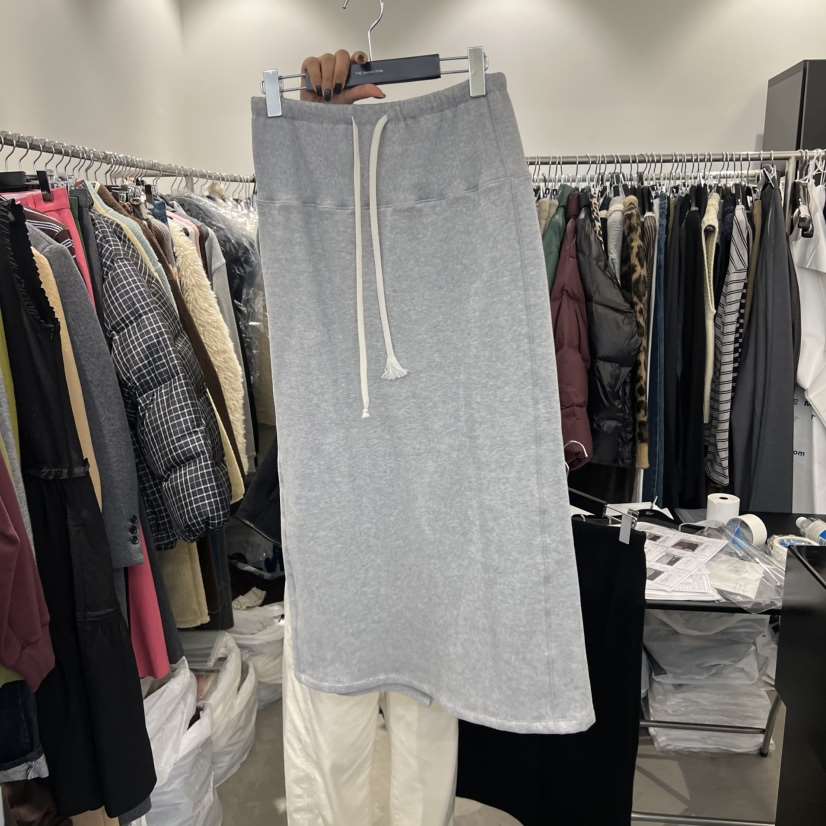 THE SECOND GROW韓國代購㊣女士新品25秋冬半身裙中短裙羊皮THE SECOND GROW半身裙/中短裙