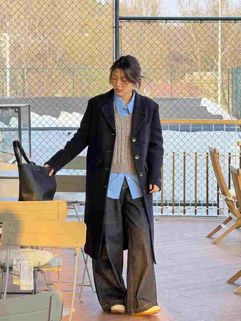 HER東大門㊣代購女士新品推薦職業時尚熱賣25秋冬中長款大衣HANNA21中長款大衣