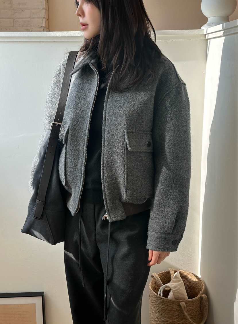 LE VASE東大門㊣代購女士新品熱賣推薦真品夾克雙口袋羊毛LE VASE夾克