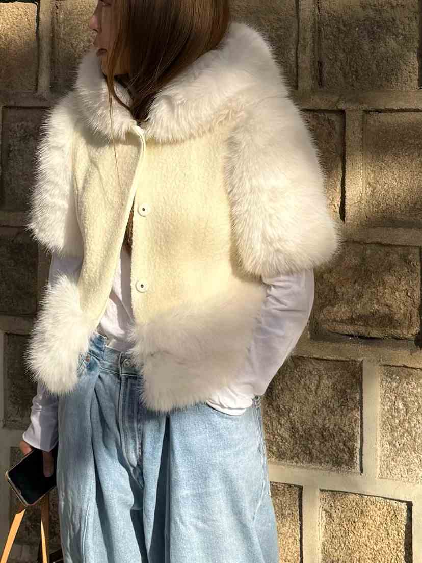 LOVE PULL韓國直郵㊣女士新品人氣熱賣休閑職業夾克羊毛狐貍LOVE PULL夾克