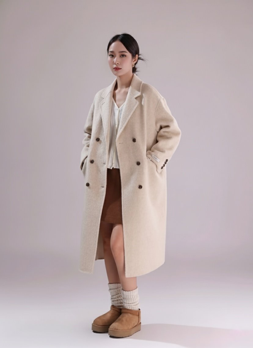 HER韓國代購㊣女裝新款時尚25秋冬熱賣真品職業人氣中長款大衣HANNA21中長款大衣