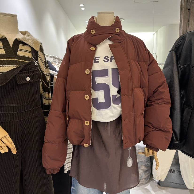 AVECNOUS韓國直郵㊣女士新款熱賣職業休閑時尚短款羽絨服鴨絨AVECNOUS短款羽絨服