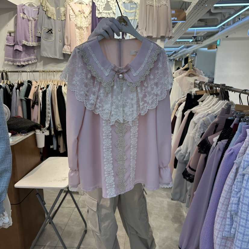 PAPA韓國直郵㊣女裝新品時尚休閑25秋冬人氣職業襯衫蕾絲衫PaPa/HALMADE襯衫/蕾絲衫