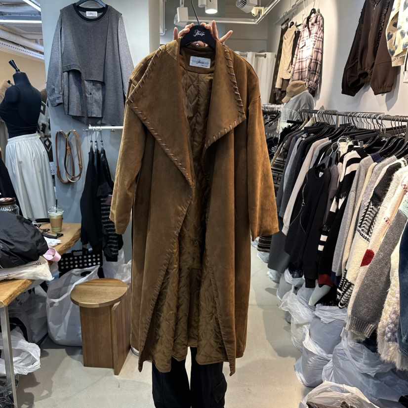 BAKHA-衣服東大門㊣直郵女裝新款人氣熱賣中長款大衣含腰帶BAKHA中長款大衣