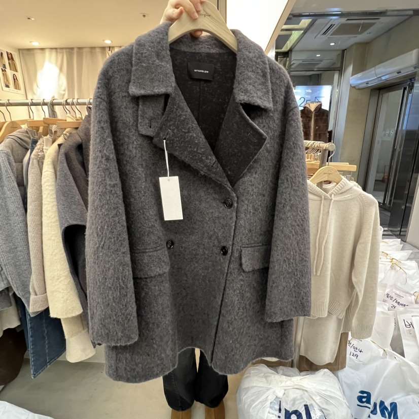 AFTERGLOW東大門㊣代購女裝新品推薦25秋冬職業時尚短款大衣AFTERGLOW短款大衣