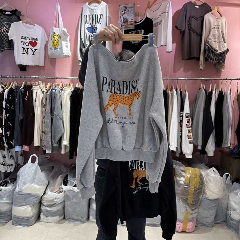 K STORY東大門㊣代購女士新品25秋冬人氣推薦衛衣加絨豹紋K STORY衛衣