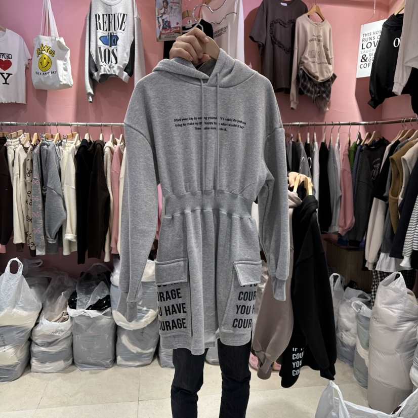 K STORY東大門㊣直郵女裝新品休閑時尚25秋冬熱賣連衣裙連帽K STORY連衣裙