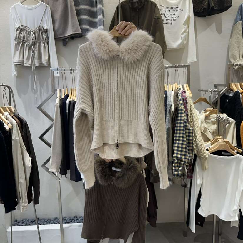 HIPTIQUE韓國代購㊣女裝新款25秋冬時尚休閑人氣針織衫貂絨HIPTIQUE針織衫