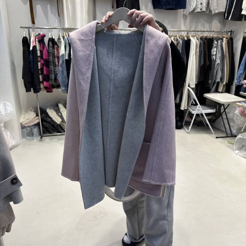 HOT PLACE東大門㊣代購女裝新款休閑中長款大衣雙面抓絨連帽衫HOT PLACE_ISSUE/DREAM GIRIS中長款大衣