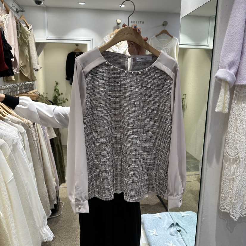BELITA韓國直郵㊣女裝新品時尚人氣熱賣真品襯衫蕾絲衫格紋BELITA襯衫/蕾絲衫