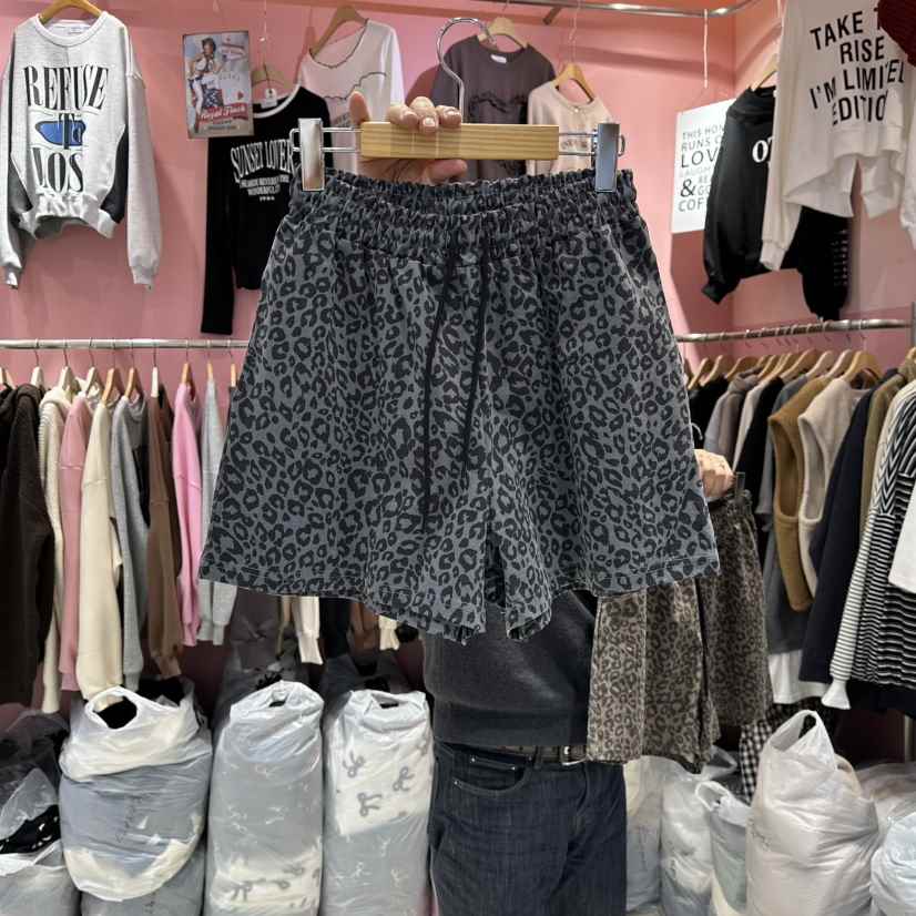 K STORY東大門㊣代購女士新品25秋冬休閑熱賣人氣短褲豹紋K STORY短褲