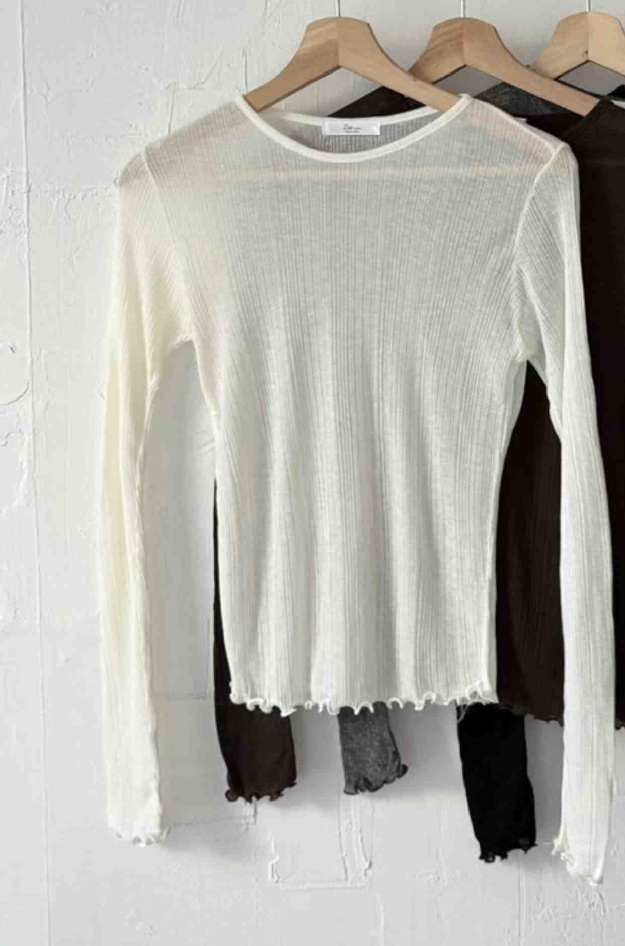 DOT BASIC東大門㊣代購女士新品休閑25秋冬長袖T恤天絲羊毛DOT BASIC長袖T恤