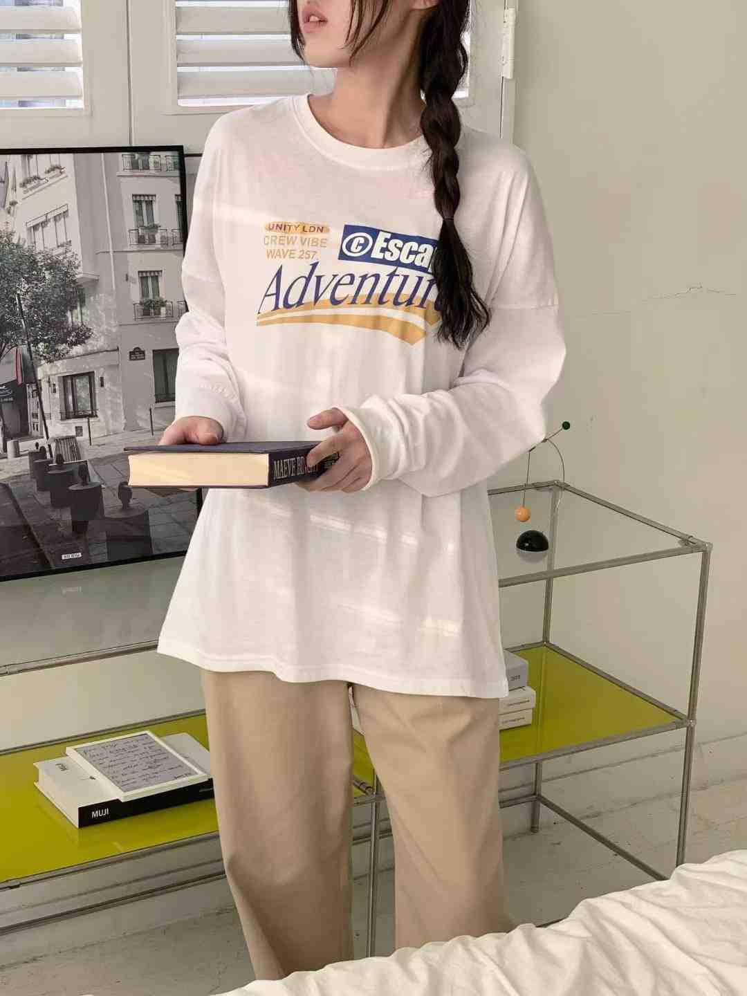 FIRST MOON韓國直郵㊣女士新款推薦時尚熱賣休閑人氣長袖T恤FIRST MOON長袖T恤