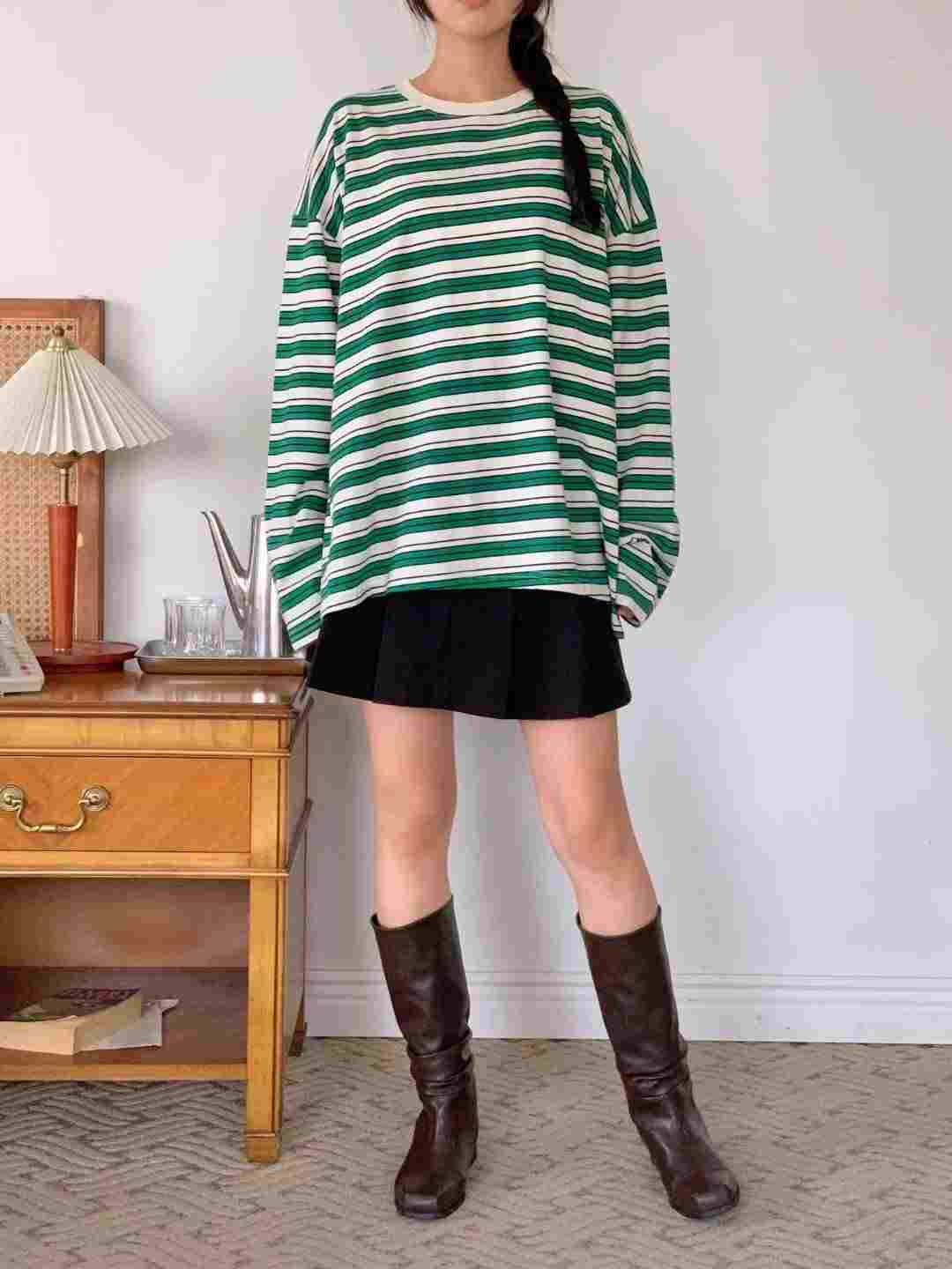 FIRST MOON韓國代購㊣女裝新款休閑職業25秋冬人氣長袖T恤FIRST MOON長袖T恤