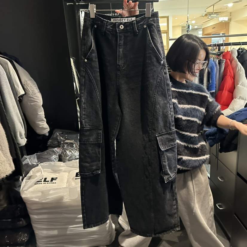 ELF-L東大門㊣直郵女士新款25秋冬職業時尚休閑牛仔褲工裝褲PROJECT ELF/ELF-L牛仔褲