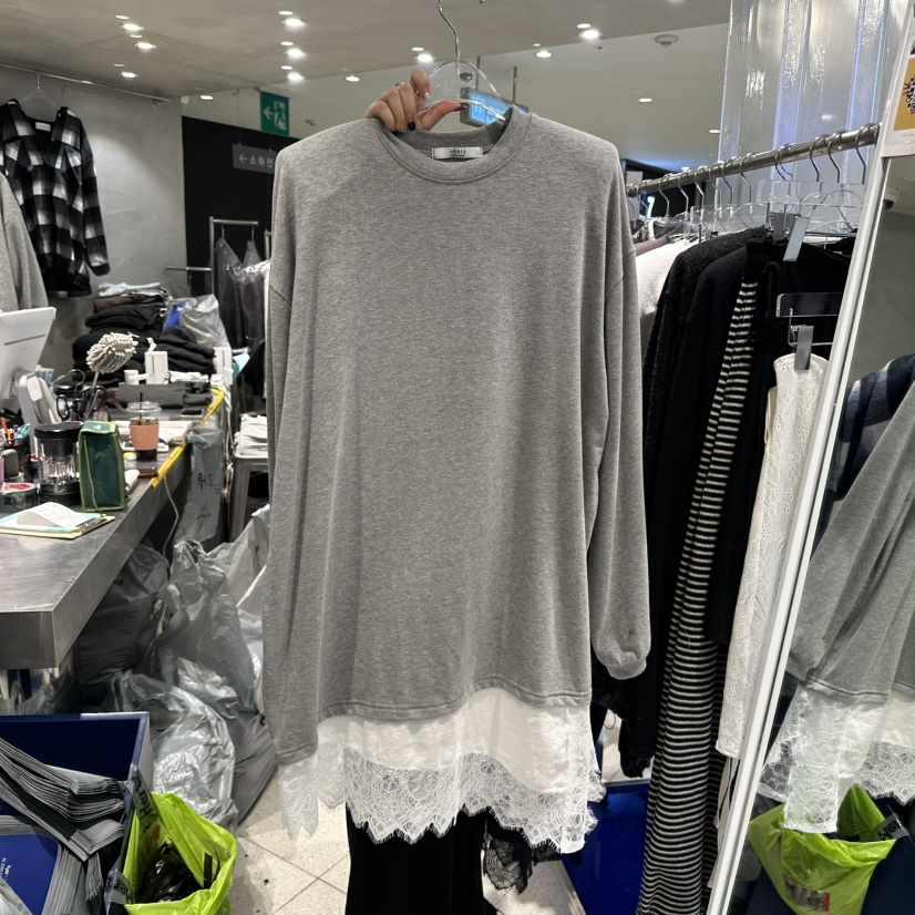 HERTZ-P東大門㊣代購女士新款人氣熱賣真品長袖T恤假兩件蕾絲HERTZ-P長袖T恤