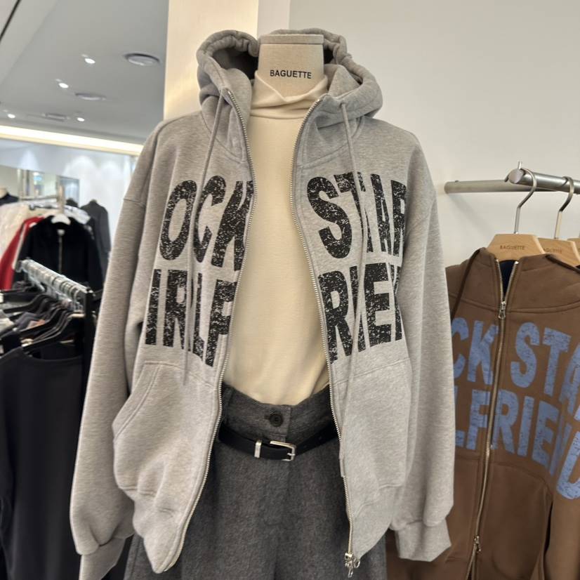 BAGUETTE-P東大門㊣直郵女裝新品人氣休閑夾克連帽衫加絨高領BAGUETTE-P夾克