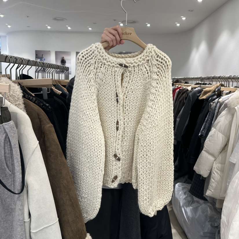 ACKER韓國直郵㊣女士新款真品休閑時尚25秋冬針織衫手工開衫ACKER針織衫