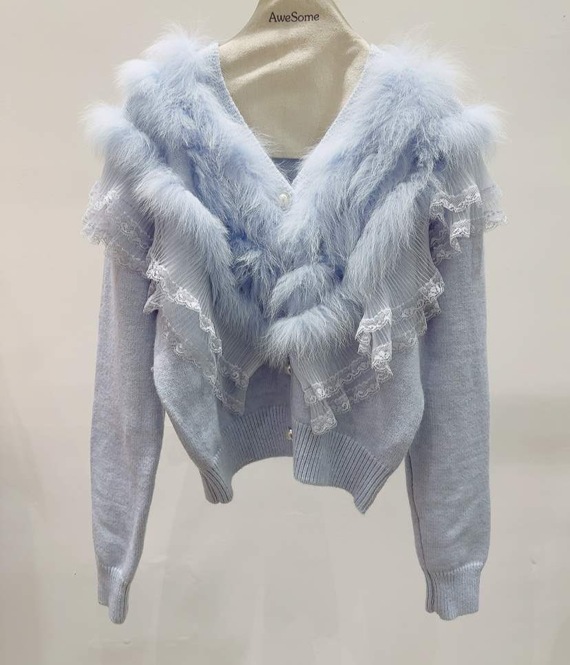 AWESOME-P東大門㊣實拍女士新款職業人氣針織衫開襟衫狐貍AWESOME-P針織衫