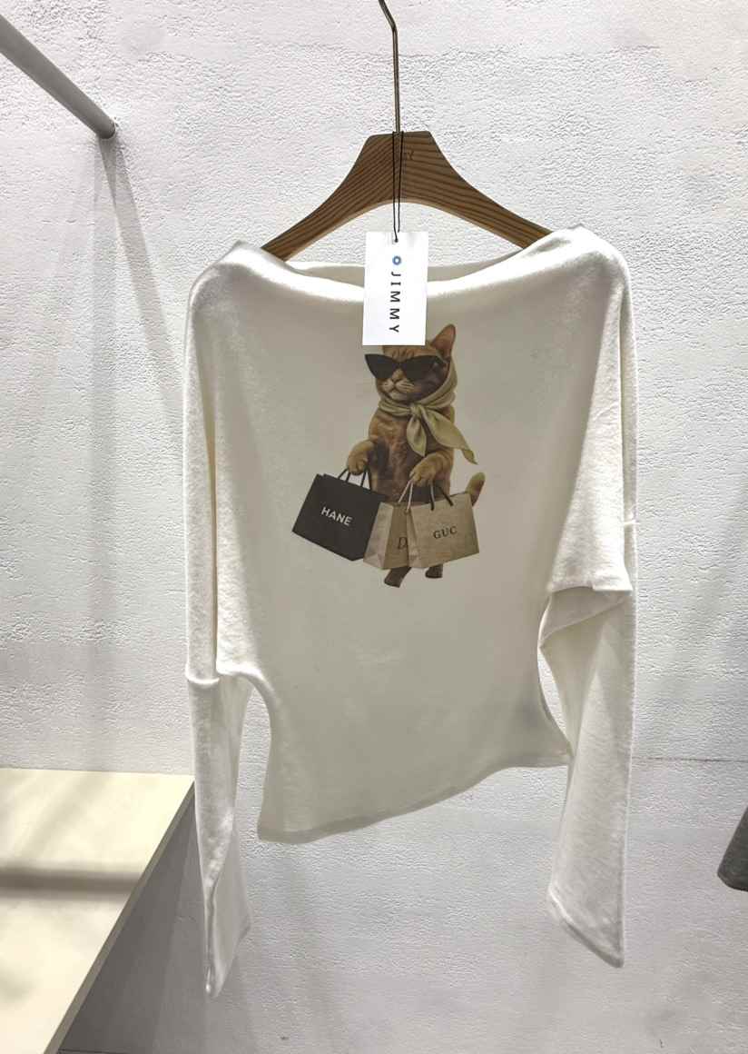 JIMMY韓國直郵㊣女裝新款時尚職業真品休閑25秋冬推薦長袖T恤JIMMY/REMAKE長袖T恤