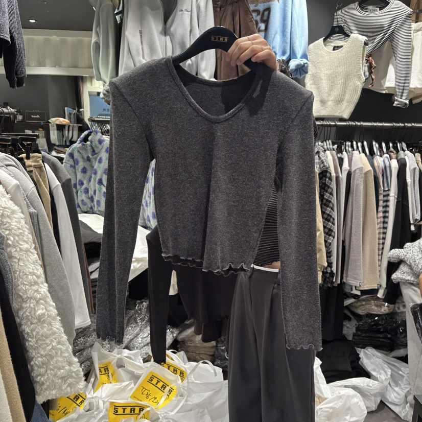 LONE STAR韓國直郵㊣女裝新款休閑推薦職業人氣真品長袖T恤絨LONE STAR長袖T恤