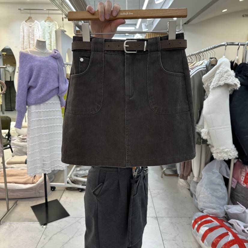 LULULALLA東大門㊣代購女裝新款人氣25秋冬休閑裙褲不含腰帶LULULALLA裙褲