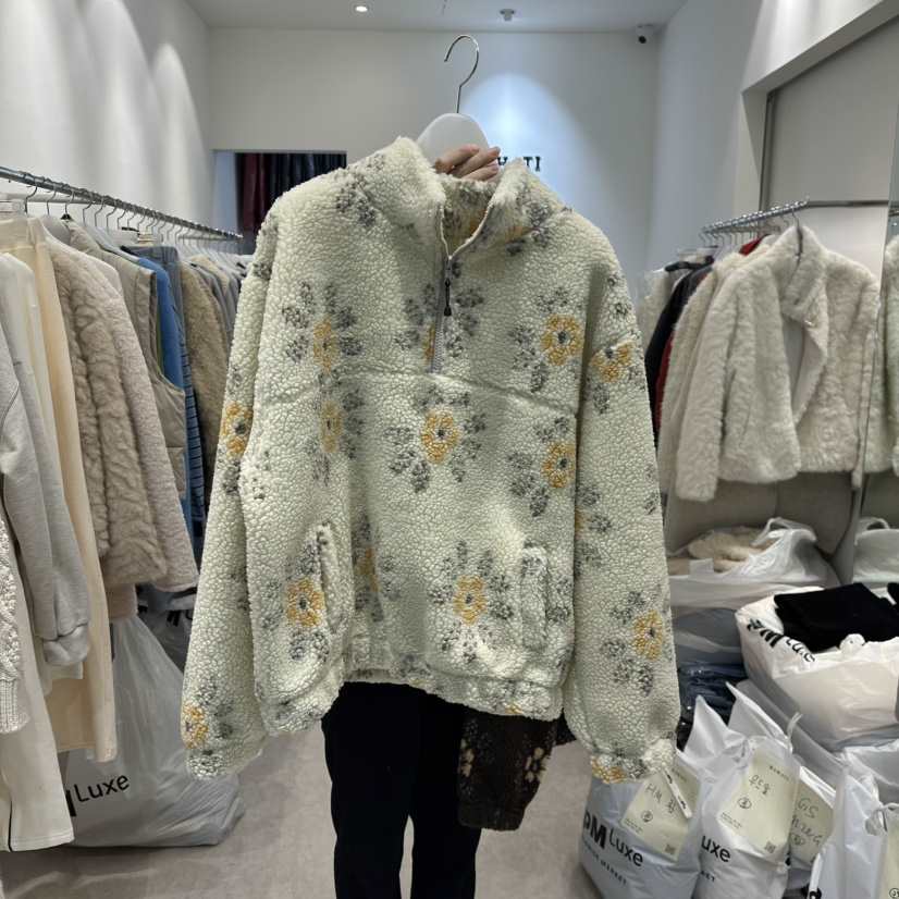 BAHATI東大門㊣實拍女士新款時尚職業熱賣衛衣抓絨拉鏈花朵BAHATI衛衣