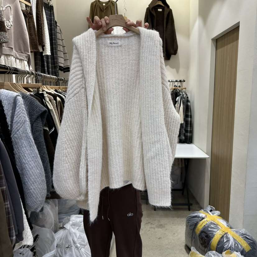 HOLYBANANA東大門㊣直郵女士新品時尚真品25秋冬針織衫兜帽groovy.H/HOLYBANANA針織衫