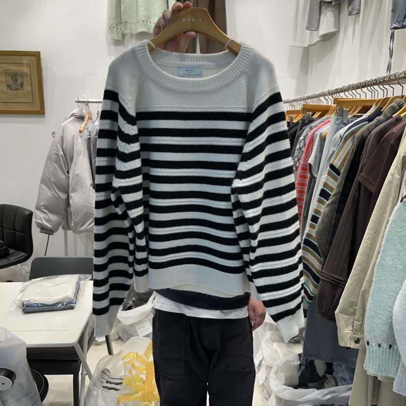 MODS-Q東大門㊣實拍女裝新品人氣職業熱賣休閑真品針織衫條紋MODS-Q針織衫