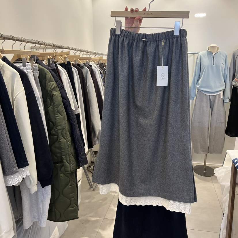 TAN&amp;COMO東大門㊣直郵女裝新款休閑人氣真品25秋冬長裙羊毛tan-COMO長裙