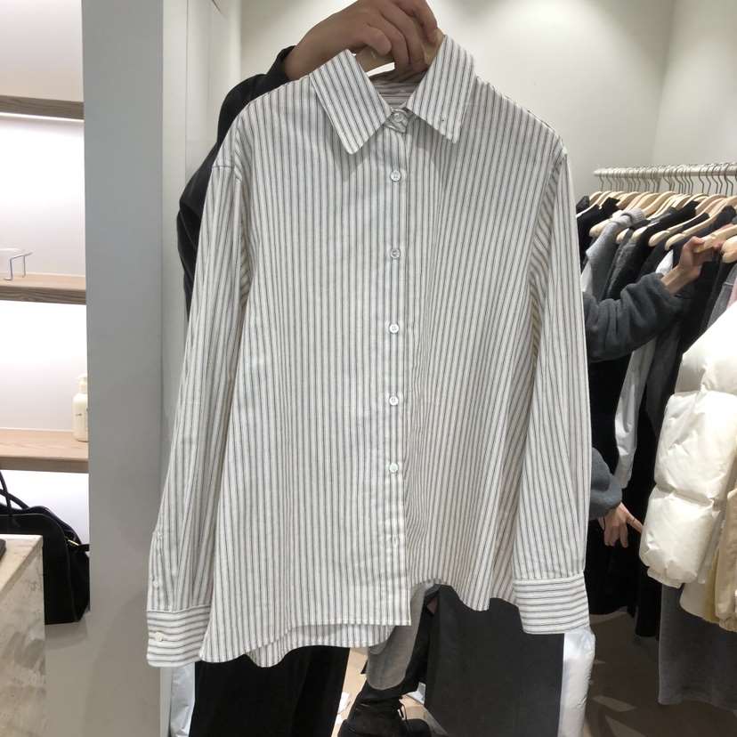 LIFFEY韓國直郵㊣女士新品熱賣推薦25秋冬時尚襯衫蕾絲衫條紋LIFFEY襯衫/蕾絲衫