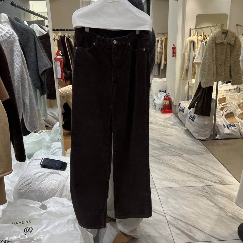 VERVEINE韓國代購㊣女裝新品真品25秋冬休閑褲直筒褲燈芯絨VERVEINE休閑褲