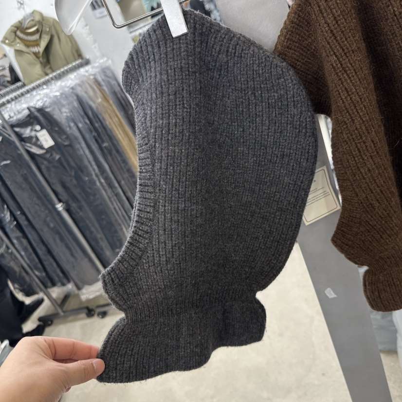 HELVETICA東大門㊣實拍女裝新款推薦職業25秋冬帽子羊駝毛連帽衫HELVETICA帽子