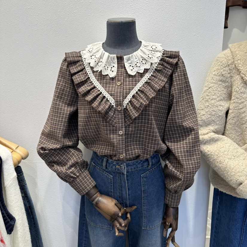 2nd B-S韓國代購㊣女裝新款時尚真品25秋冬休閑襯衫蕾絲衫2nd B-S襯衫/蕾絲衫