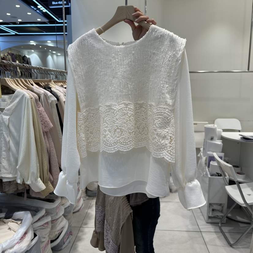 BLUE RIBBON韓國代購㊣女士新款熱賣真品時尚職業襯衫蕾絲衫BLUE RIBBON襯衫/蕾絲衫