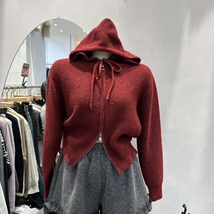 ULTRAORANGE韓國直郵㊣女士新款時尚休閑真品針織衫連帽拉鏈衫GILT/ULTRAORANGE針織衫