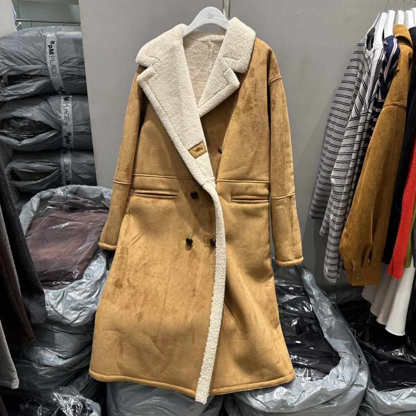 THE SECOND GROW韓國代購㊣女裝新款休閑職業中長款大衣絨THE SECOND GROW中長款大衣