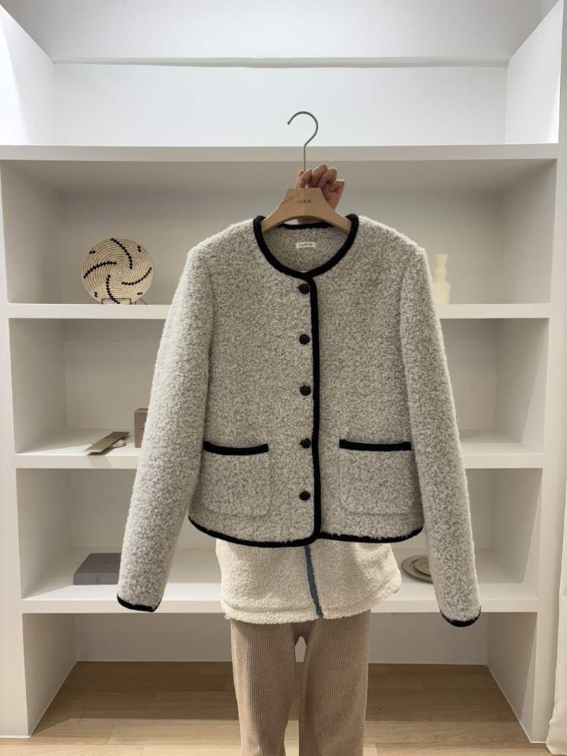 LANCH韓國代購㊣女士新品人氣真品25秋冬休閑職業短款大衣花呢LANCH短款大衣