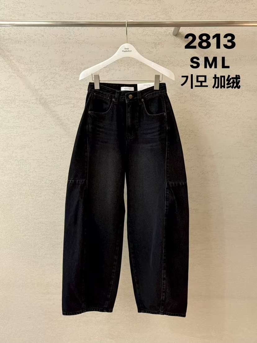 PLAYBUTTON-P東大門㊣實拍女士新款25秋冬推薦職業牛仔褲加絨PLAYBUTTON牛仔褲