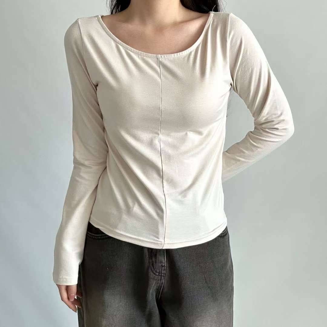 PASTELDEER東大門㊣代購女士新品人氣推薦真品長袖T恤船領鏤空PASTELDEER長袖T恤