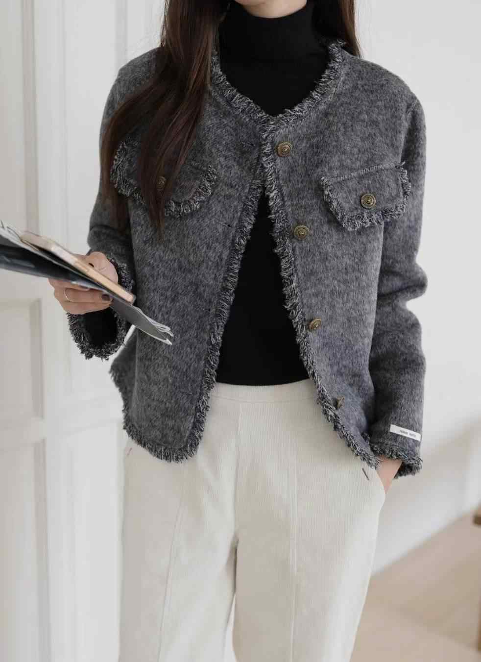 MU 뮤-T東大門㊣直郵女士新款職業熱賣休閑推薦夾克手工羊毛MU 뮤-T夾克